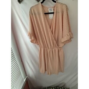 Bumble Boutique Sz 3X Wrap Top Short Raglan Sleeve Romper Elastic Waist Blouson
